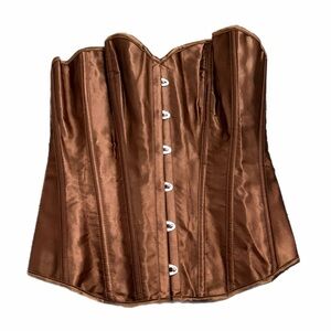 Y2K European Vintage Boned Hook Front Corset Top (Chocolate Brown) Size Small